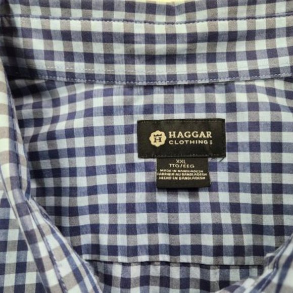 Haggar men's casual shirt xxl blue checkered - Picture 2 of 3